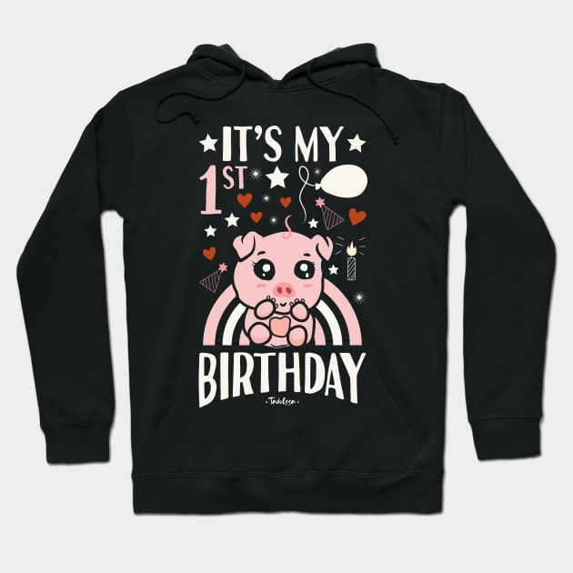 It's My 1st Birthday Pig Hoodie by Tesszero